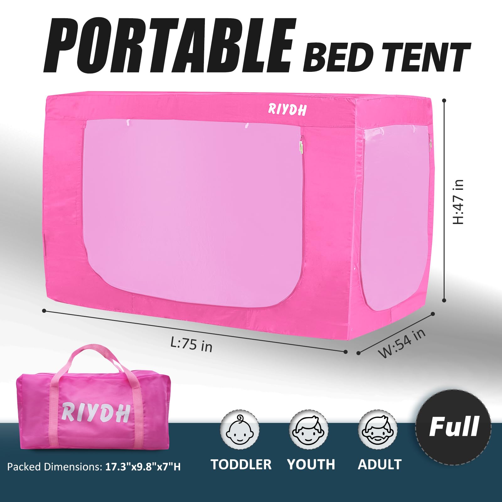 **Full Bed Canopy Tent - Portable Blackout Sleeping Tent for Kids & Adults, 80% Light Blocking with 3 Doors, Breathable Private Space - Perfect for Camping, Bedroom, and Indoor Relaxation**