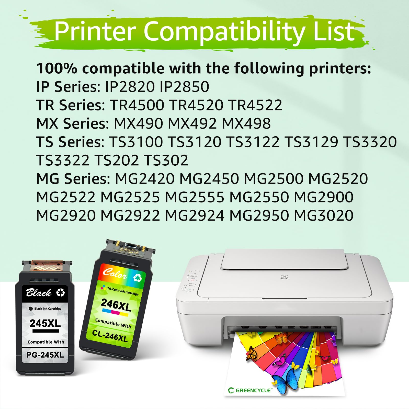 Greencycle Remanufactured PG-245XL Ink Cartridge for Canon Printers - Home & Office Use