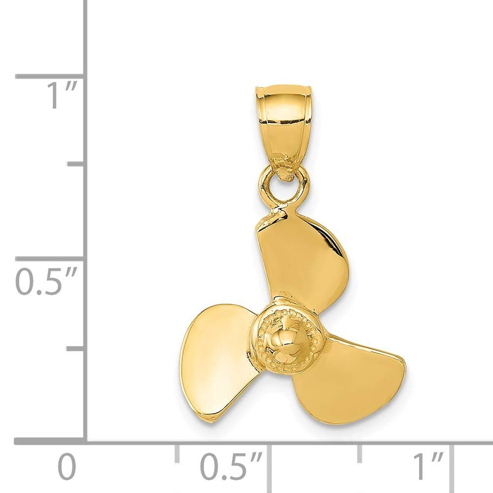 Roy Rose Jewelry 14K Yellow Gold Propeller Pendant Necklace for Men & Women - Perfect for Aviation Enthusiasts, Pilots, and Unique Gift Giving