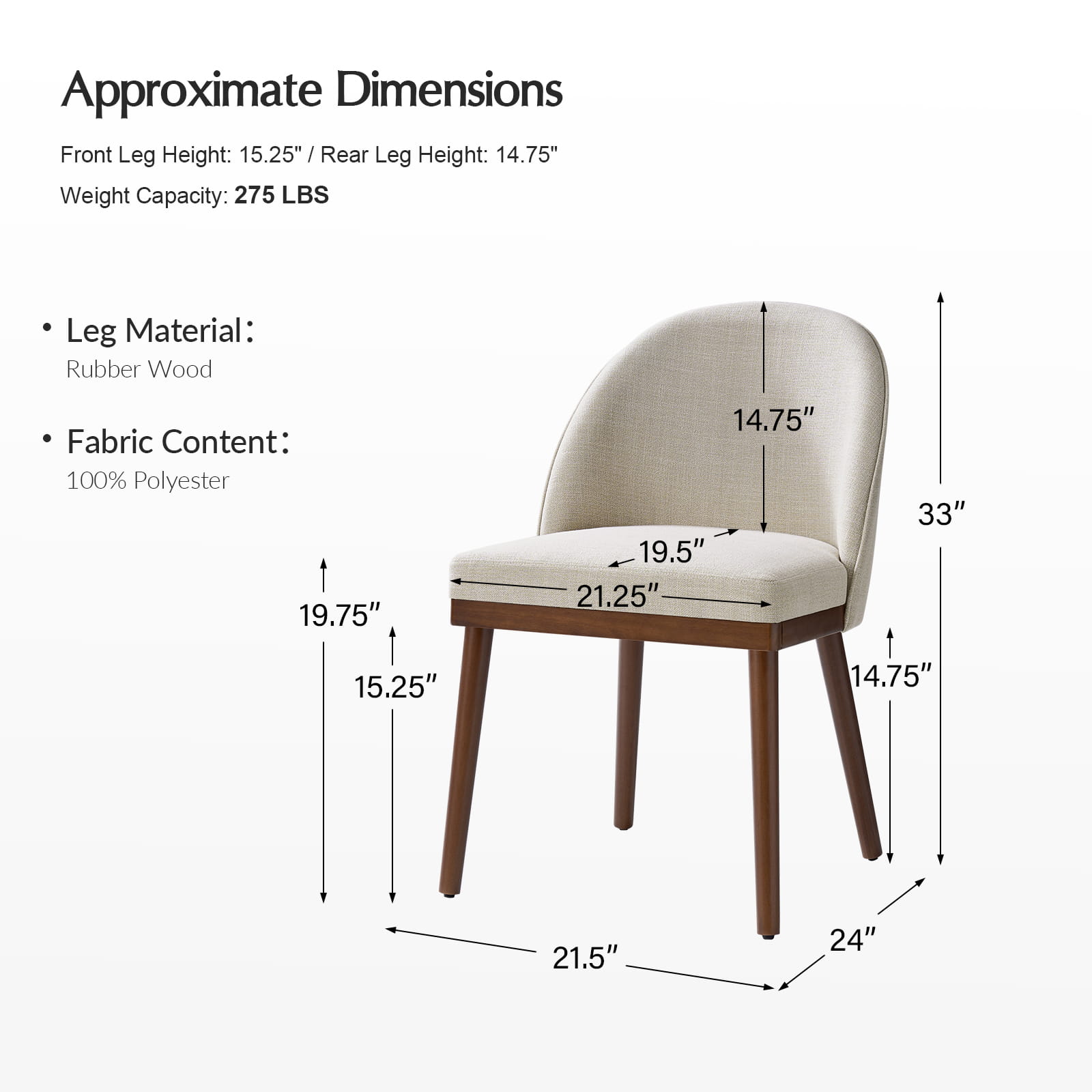 Serta Upholstered Dining Chairs with Solid Wood Legs - Comfortable Modern Kitchen & Dining Room Seating (Set of 2/4/6) for Home, Restaurant, or Office Use