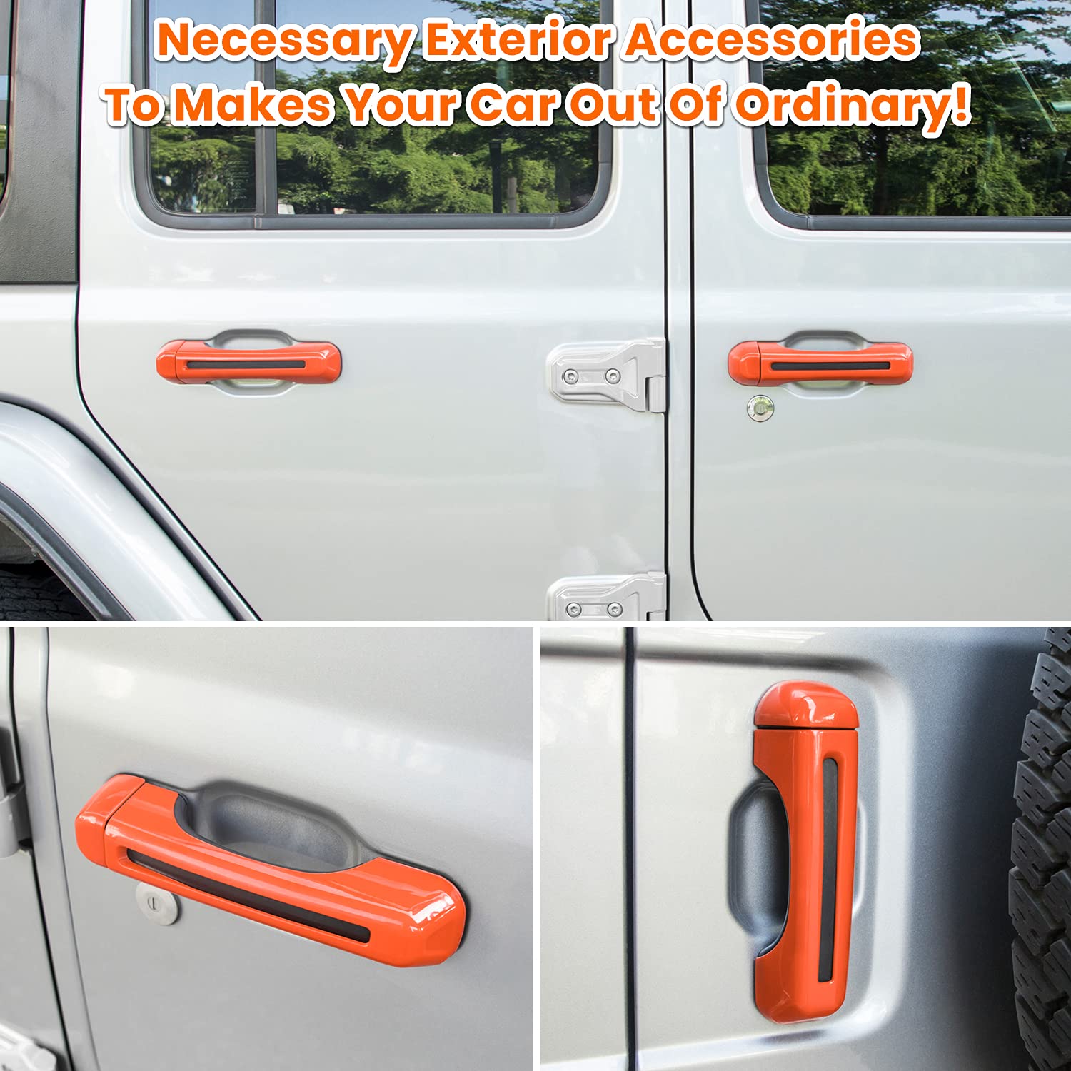 Jeep Wrangler Door Handle Covers 2018-2024 | 5PCS Orange Trim for JL/JLU - Off-Road Protection