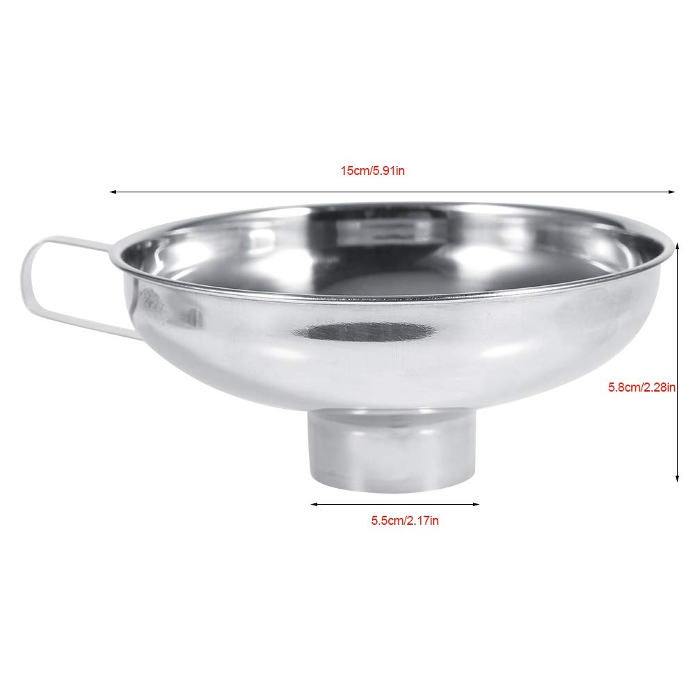 Stainless Steel Wide Mouth Funnel with Handle - Rustproof & Lightweight Kitchen Funnel for Easy Pouring (Large Size) - Perfect for Home Brewing, Canning, and Oil Transfer