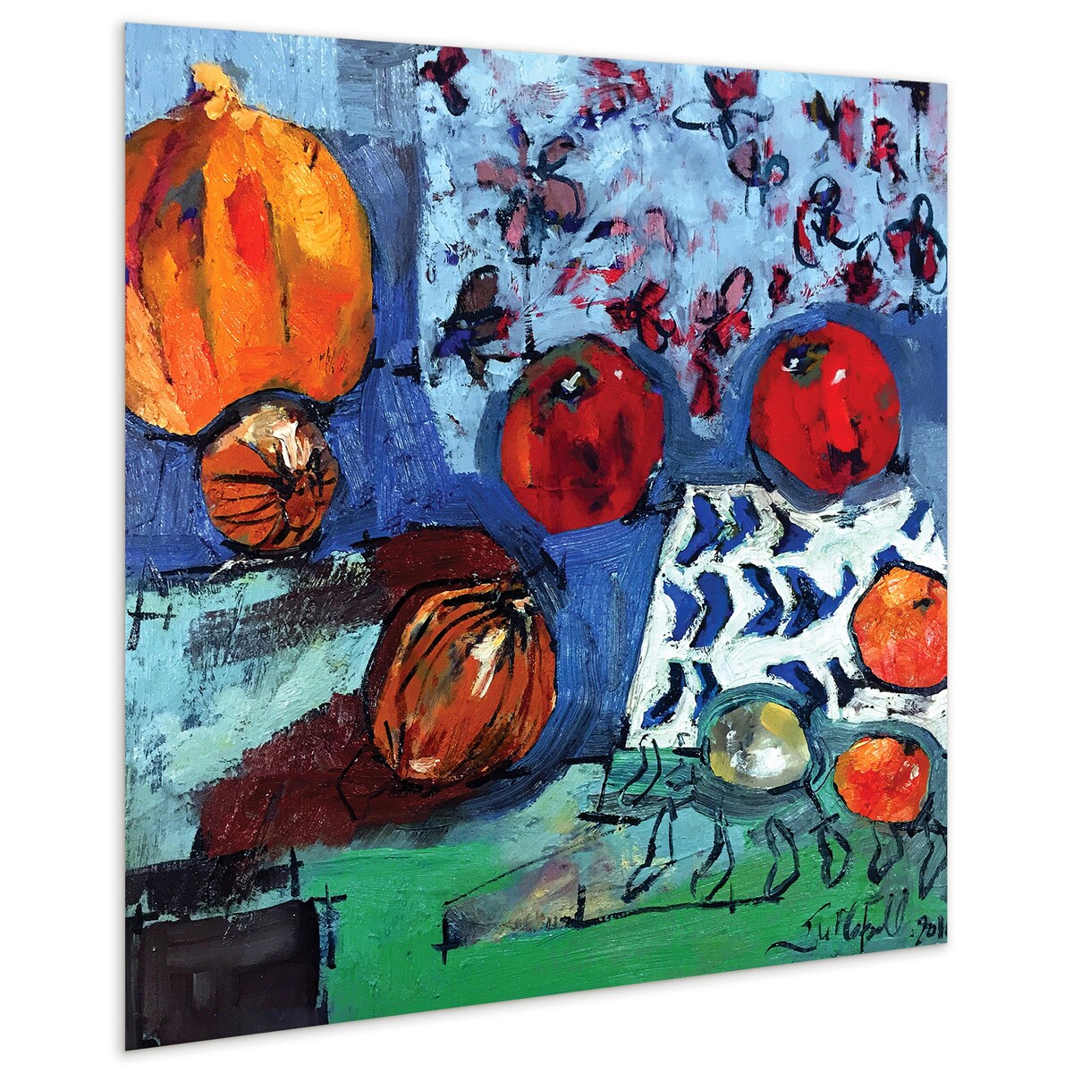 Frameless Floating Tempered Glass Wall Art - Apple Composition by EAD Art Coop | Modern Home & Office Decor for Living Room, Bedroom, Kitchen