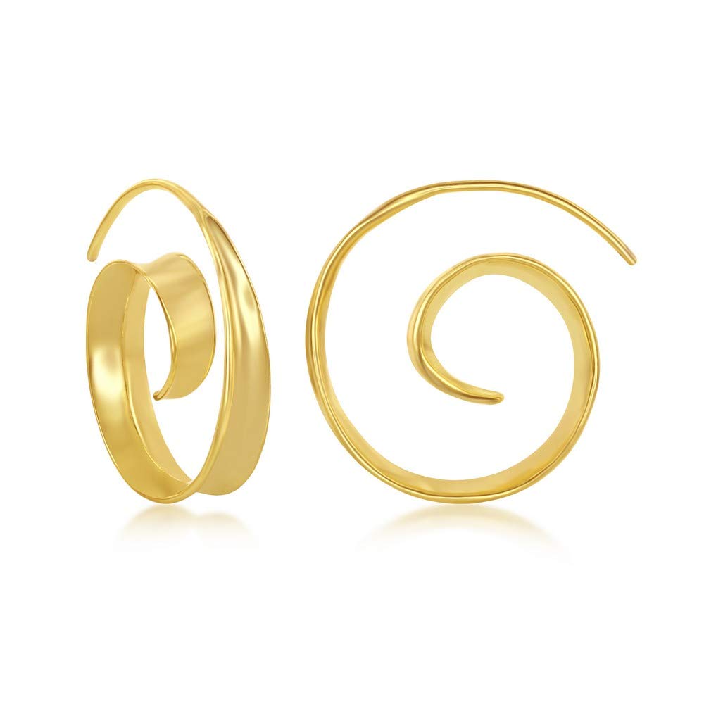 Sterling Silver & Gold Plated Italian Swirl Design Earrings for Women | Elegant Dangle Hoop Earrings for Party, Wedding & Everyday Wear