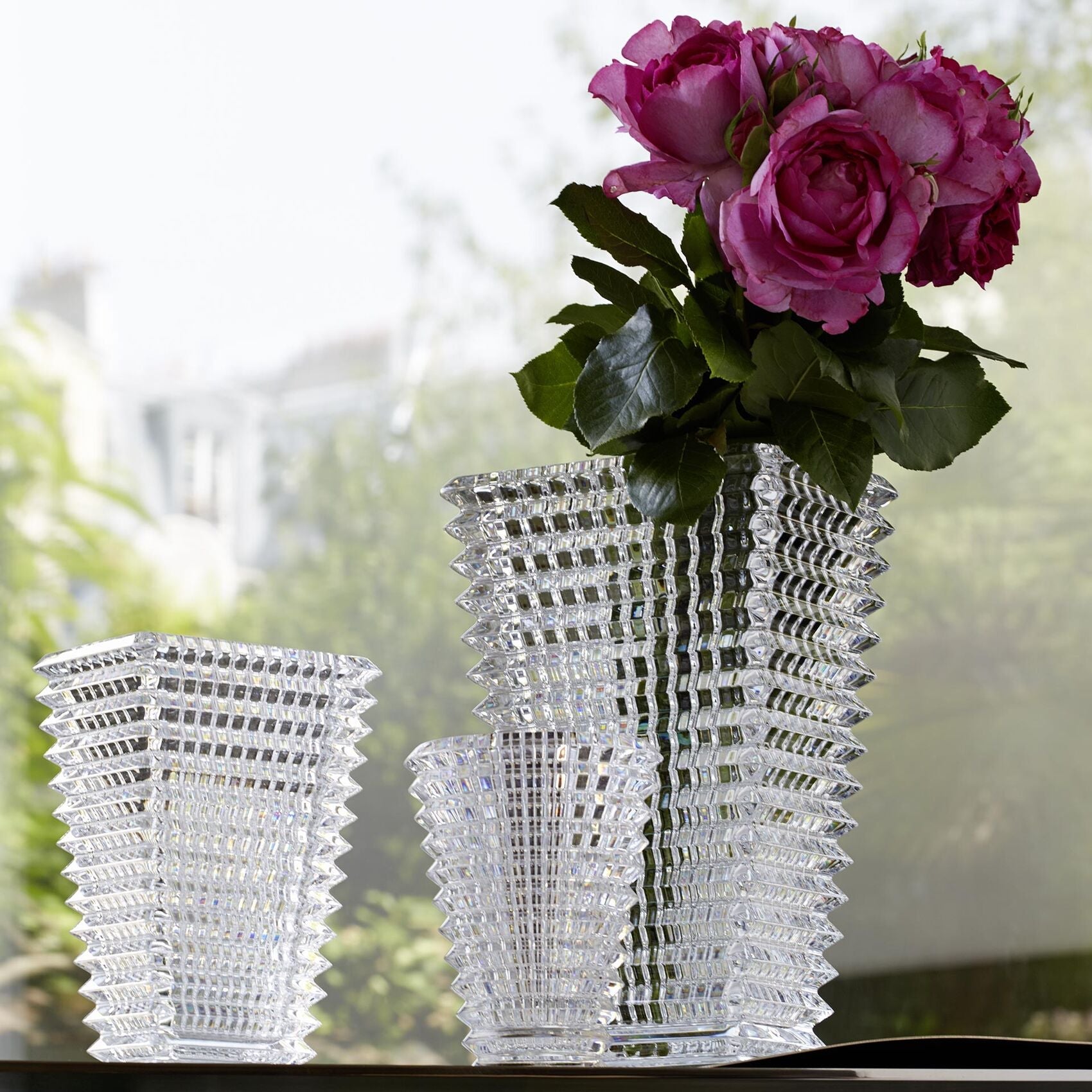 Small Clear Rectangular Eye Vase - Modern Minimalist Home Decor for Living Room, Bedroom & Office