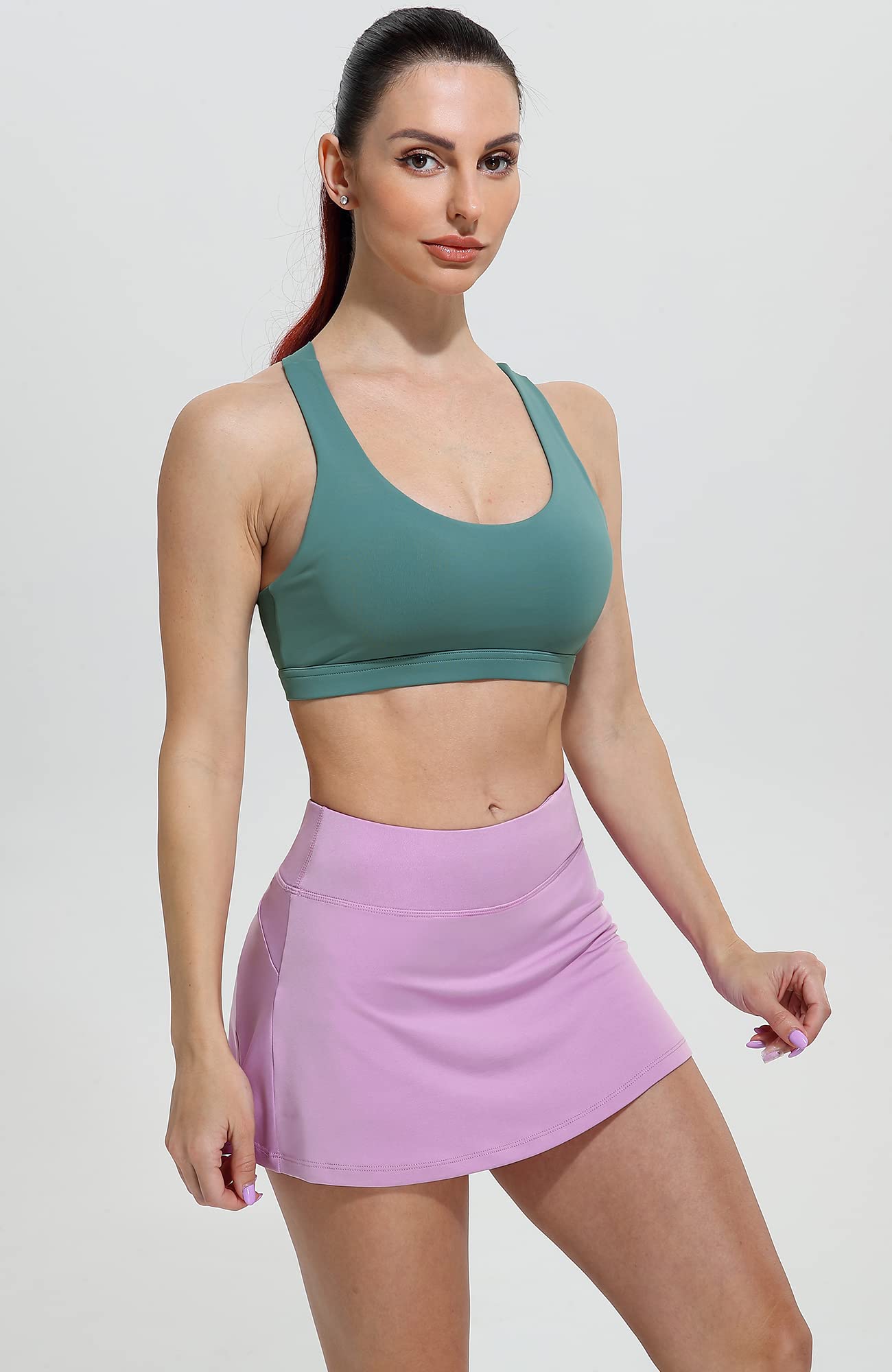 Icyzone Women's Wireless Sports Bra - Cross Back Support Padded Yoga Bra for Running, Gym & High-Impact Workouts
