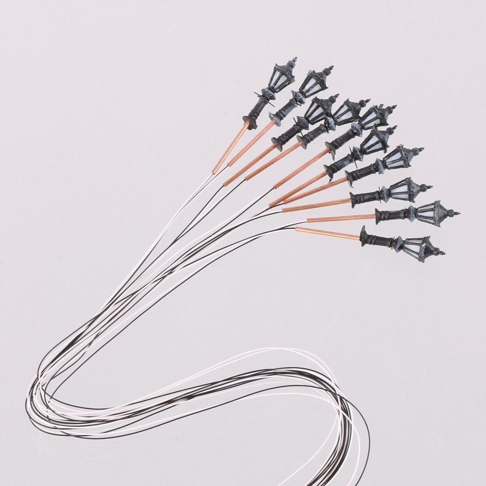 10PCS 1:300 Scale LED Courtyard & Street Lamps for Model Railways - Perfect for Miniature Train Layouts, Dioramas, and City Scenes