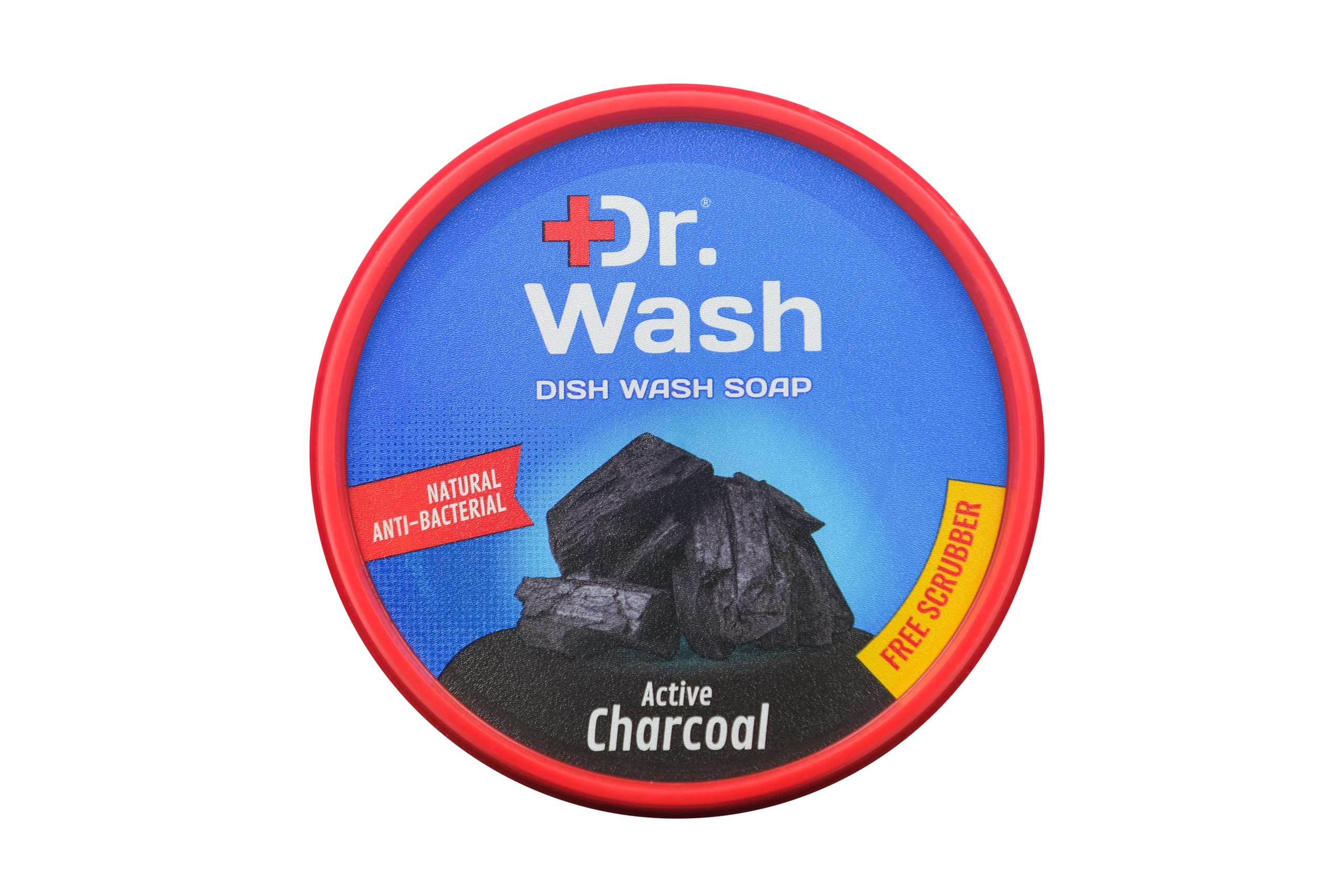 DR WASH Active Charcoal Dish Washing Soap with Scrubber - Deep Cleaning Kitchen Sponge for Pots, Pans & Utensils - Pack of 3 (Eco-Friendly, Natural Degreaser) - Perfect for Daily Dishwashing & Tough Grease Removal