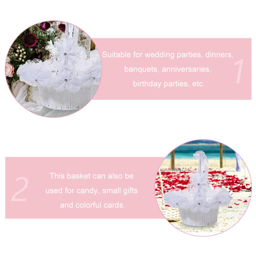 Elegant Flower Girl Basket - Delicate Wedding Flower Holder for Bridesmaids, Flower Girls | Portable Handheld Basket for Wedding Decorations, Ceremony & Reception | Perfect for Outdoor Weddings, Photo Shoots & Special Events