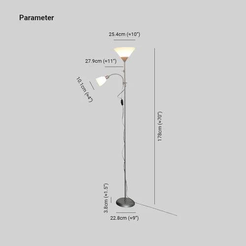 Modern White Dual Light Upright Plug-In Floor Lamp for Living Room, Bedroom & Office - Adjustable Brightness Reading Light with On/Off Switch