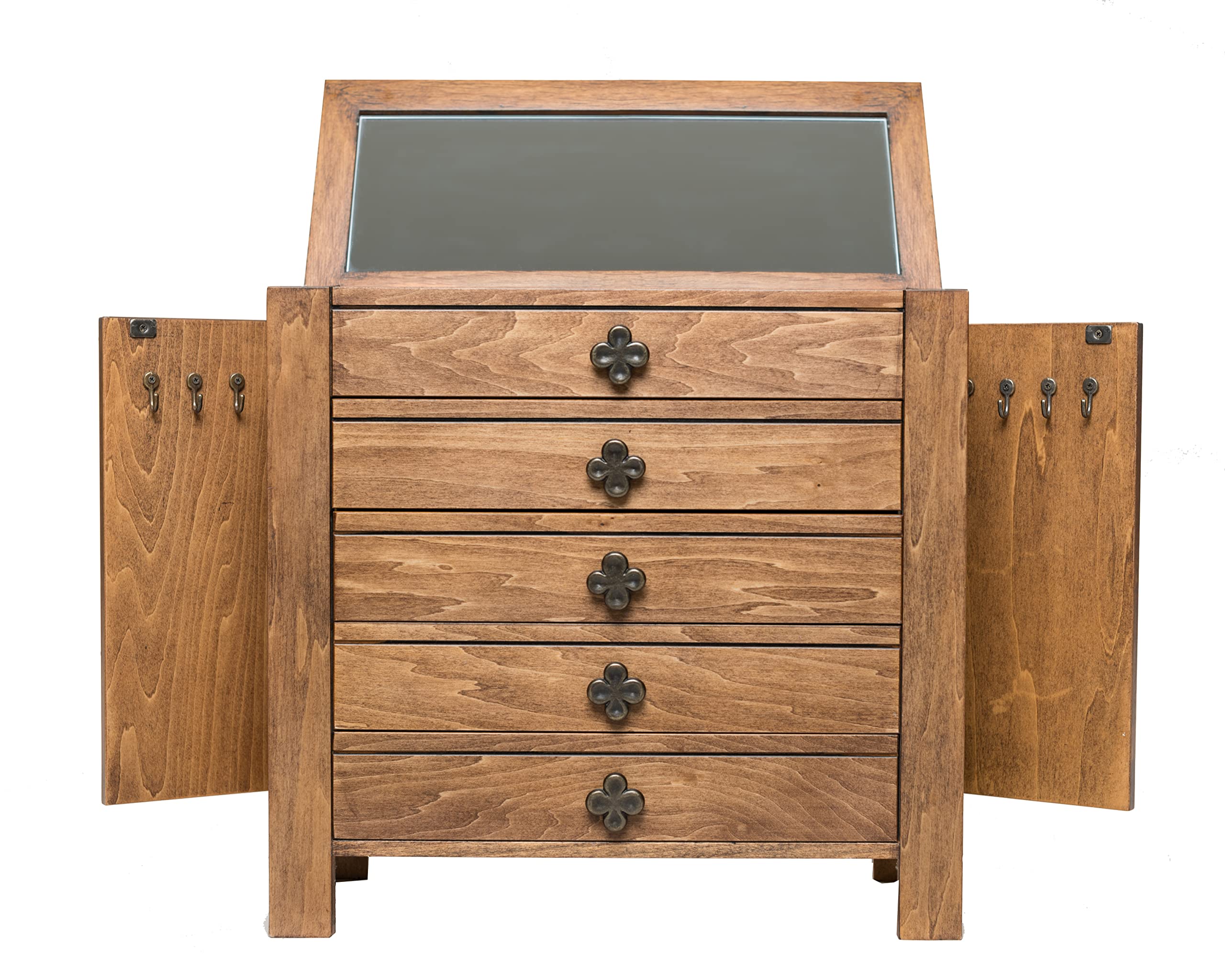 Taylor Jewelry Organization Storage Chest - Pine Wood Jewelry Box for Necklaces, Rings & Earrings - Perfect for Bedroom, Closet & Travel Accessory Storage