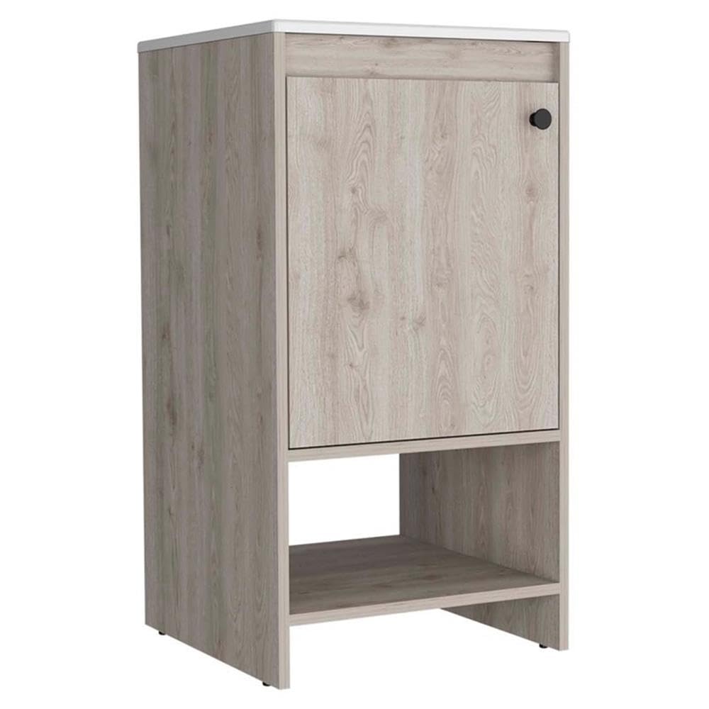 Chariot Free Standing Bathroom Vanity Cabinet with Open Shelf - Light Gray for Modern Home Decor & Small Space Storage