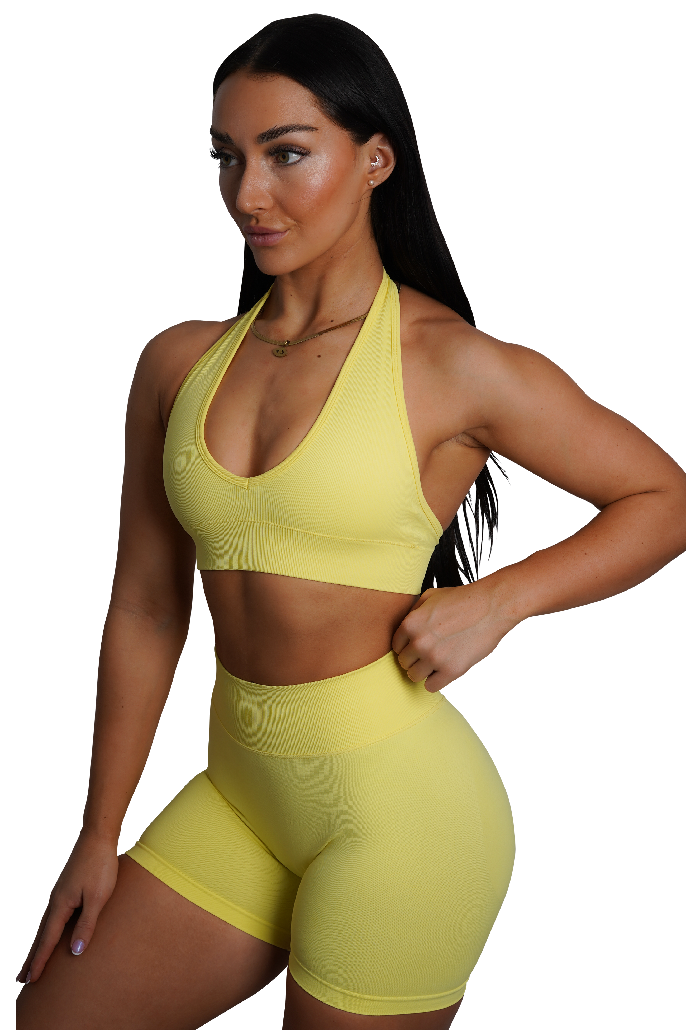 Core Scrunch Shorts for Women - High Waisted Yoga Shorts with Pockets, Yellow - Perfect for Workout, Running, Yoga & Lounge Wear