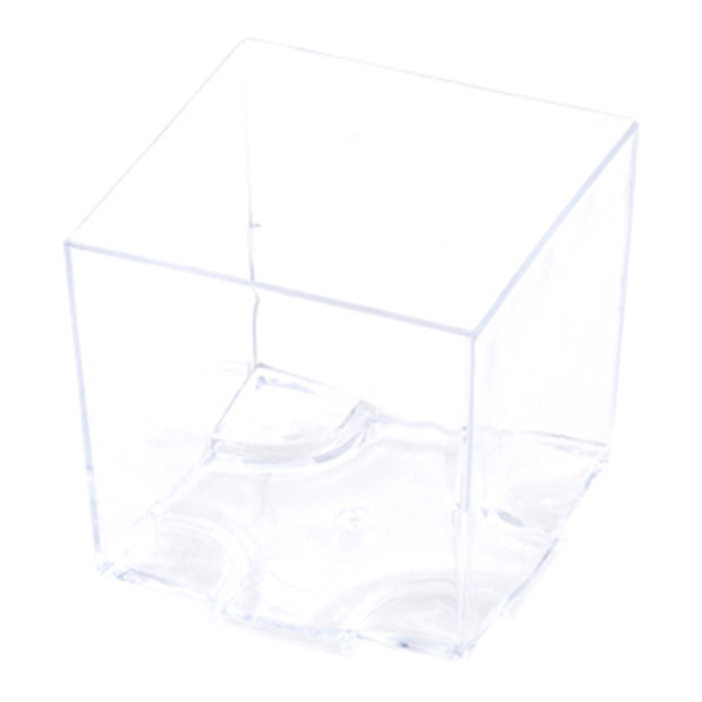100 Pack 3 oz Square Clear Plastic Quadrato Cups & 100 Silver Mini Plastic Forks - Perfect for Party Desserts, Cocktails, and Wedding Receptions