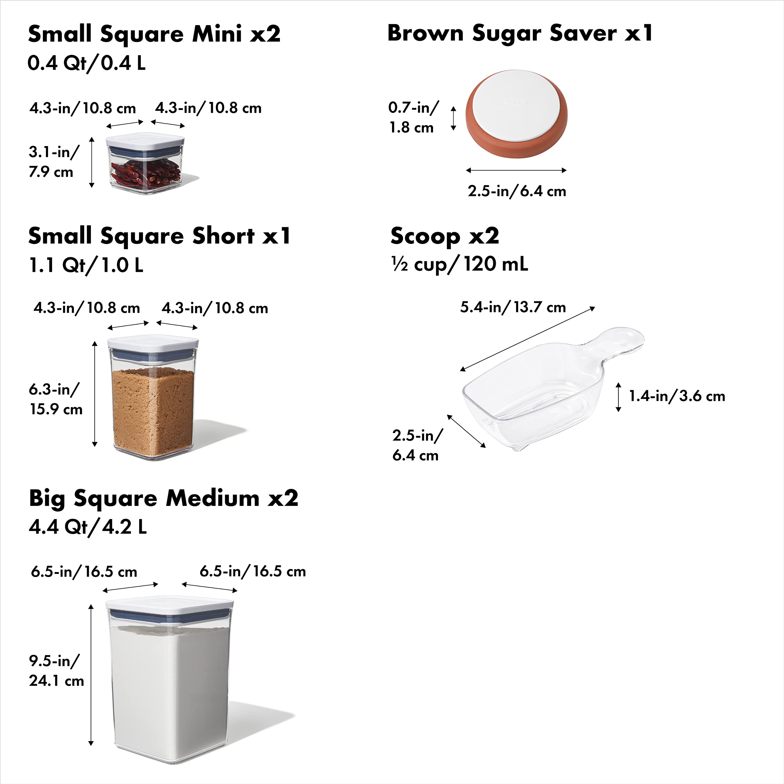 OXO Good Grips 10-Piece & 8-Piece POP Container Sets for Kitchen Storage - Airtight Food Containers for Flour, Sugar, Baking Essentials & Pantry Organization (White) - Perfect for Home Baking, Meal Prep & Space-Saving Storage