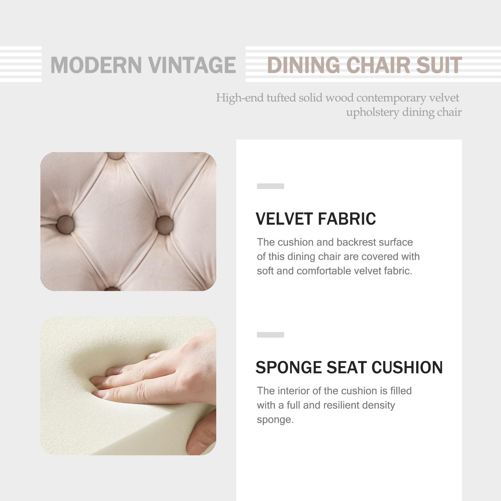 Velvet Dining Chairs Set of 4 - Upholstered Modern Kitchen Chairs with Ring Pull Trim & Button Back, Comfortable Seating for Dining Room, Living Room, Bedroom (Beige) | Perfect for Home Decor, Dinner Parties & Small Space Furniture Arrangement