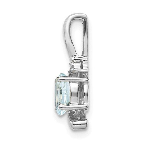 14K Gold 0.40 Carat Oval Aquamarine & Diamond Pendant Necklace - Elegant Jewelry Gift for Women, Perfect for Weddings, Anniversaries & Special Occasions