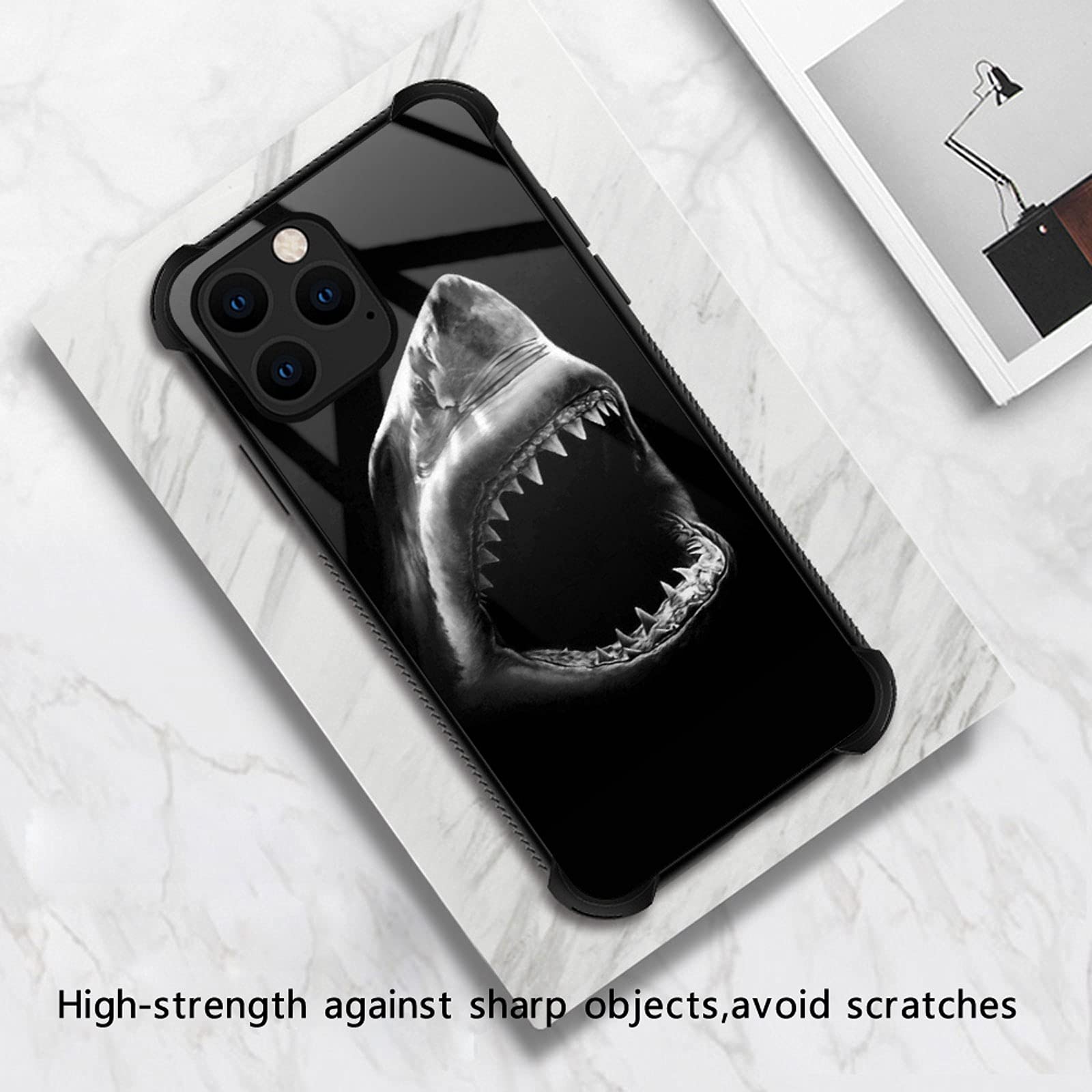 Shockproof iPhone 12 Mini Case for Girls - Ocean Shark Mouth Graphic Design, Anti-Scratch Hard PC Back Cover | Perfect for School, Travel & Everyday Protection