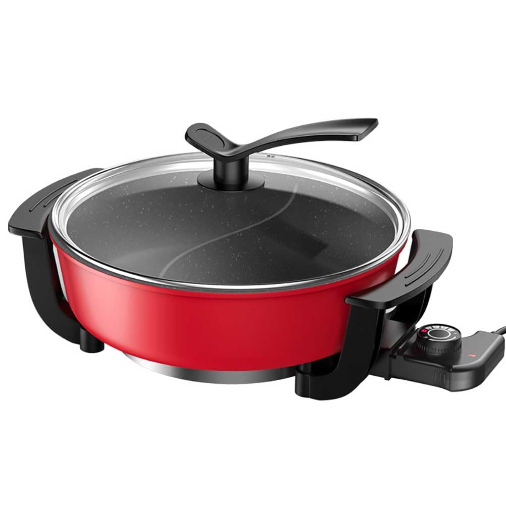 Nonstick Electric Griddle Skillet - 2-in-1 Divided Hot Pot & Frying Pan for Shabu Shabu, Korean BBQ, and Stir Fry - Fast Heating Countertop Cooking Appliance for Home Kitchen and Party Entertaining