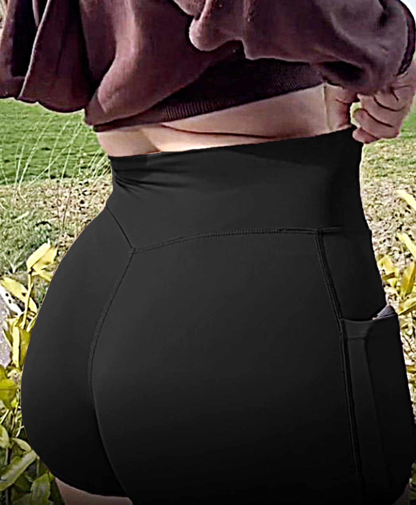 Women's High Waisted Gym Shorts - V Twist Front Workout Shorts with Side Pockets - Perfect for Yoga, Running & Fitness Training