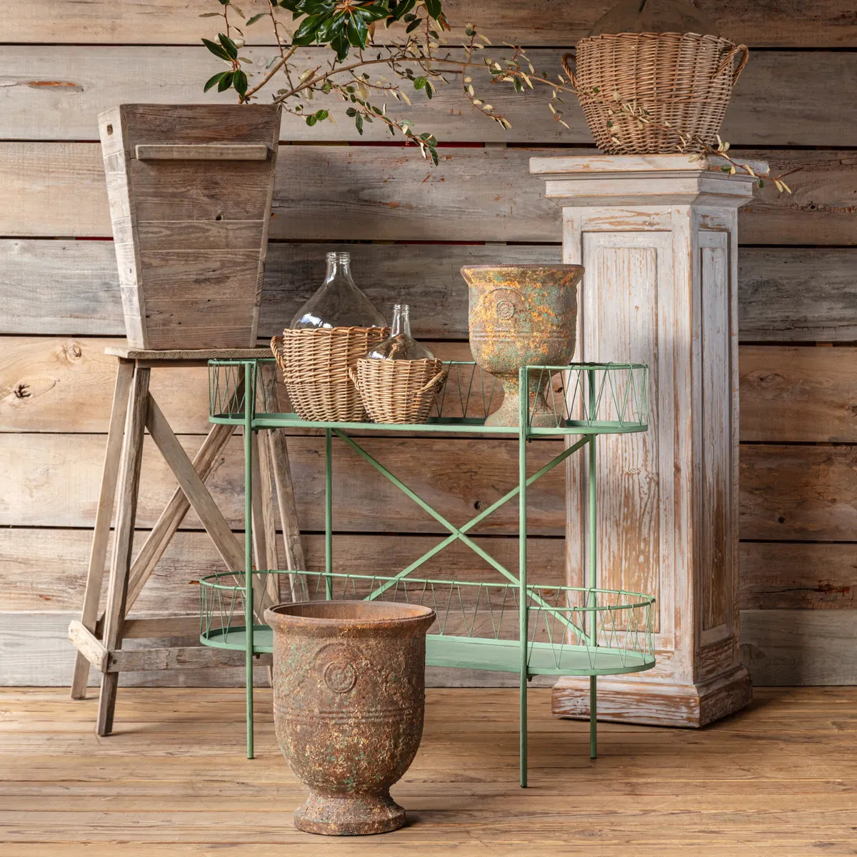 Premium Wooden Planter Box for Indoor/Outdoor Plants - Handcrafted Grainery Style Planter with Drainage Holes - Perfect for Home Garden, Patio, Balcony & Office Decor