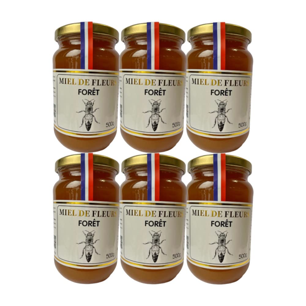 6-Pack French Forest Honey 500g - Strong & Robust Flavor - Direct from Producer - Perfect for Tea, Baking & Healthy Snacks