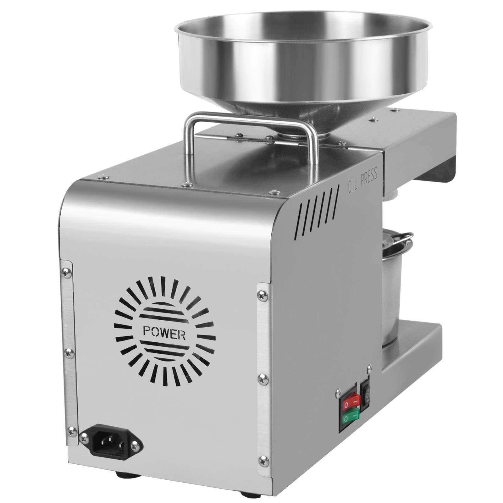 Stainless Steel Automatic Oil Press Machine 110V 600W - Electric Cold & Hot Oil Extractor for Peanut, Sunflower, Walnut, Olive, Flax Seeds - Perfect for Home Kitchen & Healthy Cooking