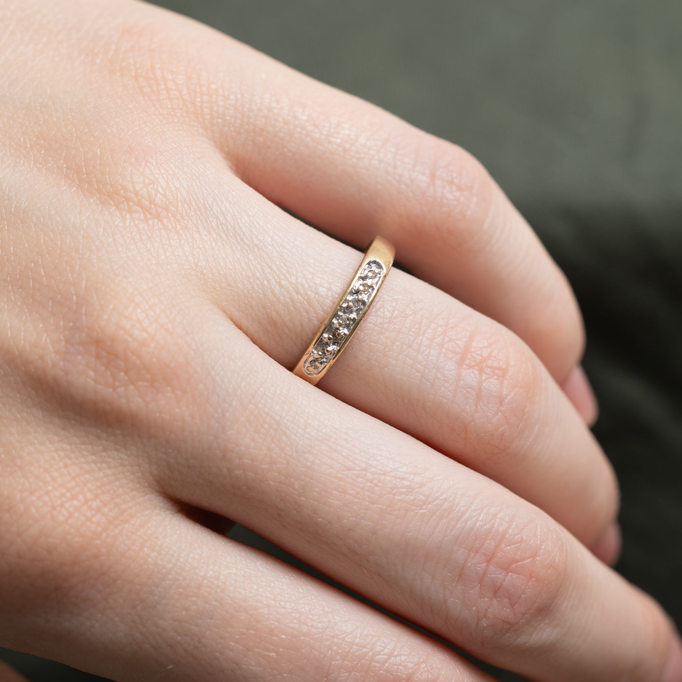 10K Gold Semi Eternity Diamond Ring - 0.035ctw Round Cut Diamond Band, Size 7 | Perfect for Anniversary Gifts, Engagement Rings & Wedding Bands