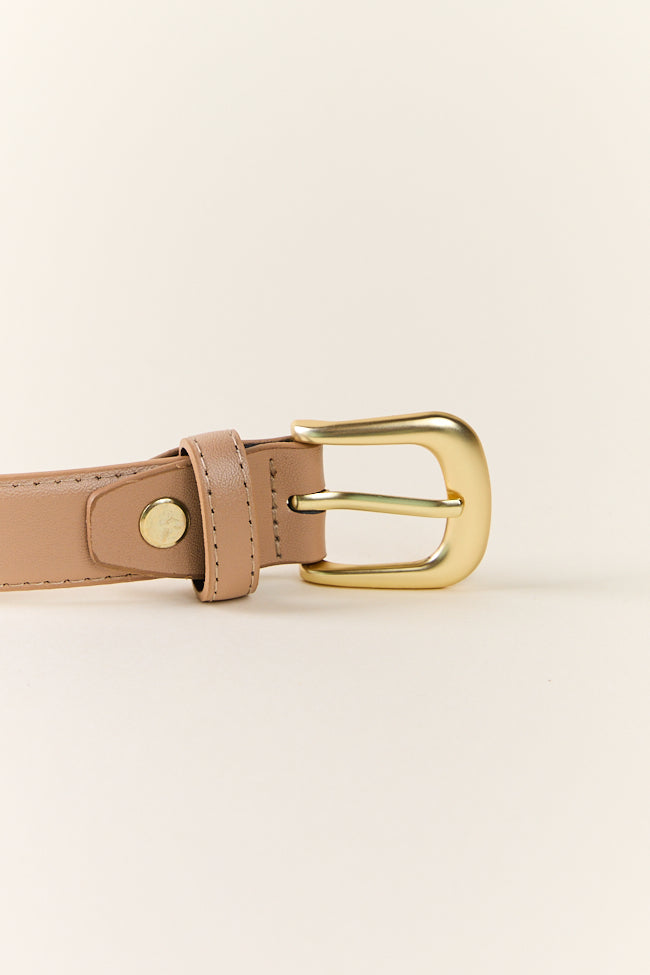 Classic Tan Leather Belt with Gold Buckle - Stylish & Durable for Men & Women | Perfect for Office, Casual & Formal Wear