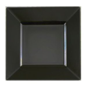 120-Pack 6.5 Inch Square Black Plastic Dessert Plates for Parties, Weddings, and Catering Events - Durable Disposable Tableware