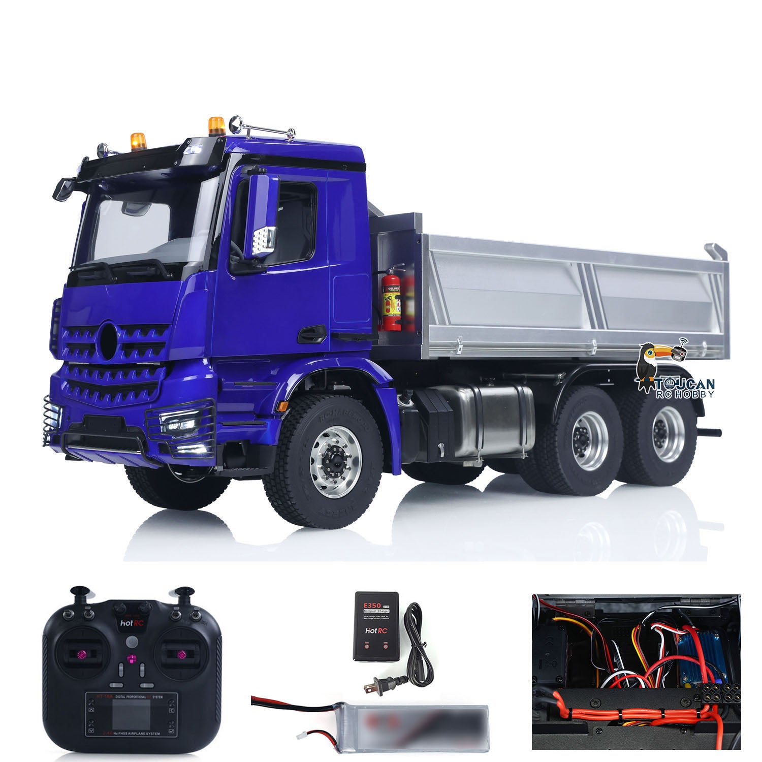 2-Speed 1/14 Scale RTR RC Hydraulic Dumper Truck with Metal Chassis - Remote Control Tipper Model with Light & Sound Effects, No Lock Differential Axle - Perfect for Construction Site Play & RC Hobby Enthusiasts