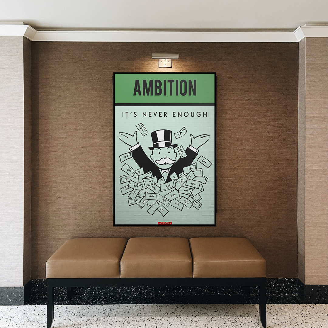Alec Monopoly Ambition Monopoly Canvas Wall Art - Modern Pop Art Painting for Home & Office Decor - Perfect for Living Room, Bedroom, or Office Wall Display