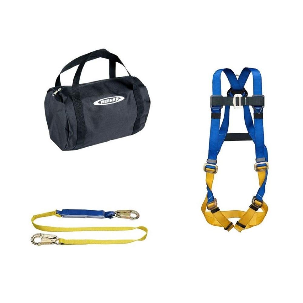 Werner K121013 Aerial Work Positioning Kit - 6-Foot DeCoil Lanyard with Standard Harness (1-Pack) | Fall Protection for Construction, Roofing & Utility Work