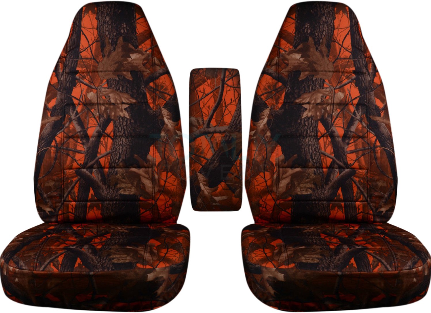 Ford Ranger Seat Covers 1998-2003 - Camouflage Bucket Seat Covers with Center Armrest (Orange Tree Camo, 16 Prints) - Fits Regular Cab & Extended Cab with/without Lumbar/Recliner - Perfect for Hunting, Off-Roading & Outdoor Adventures