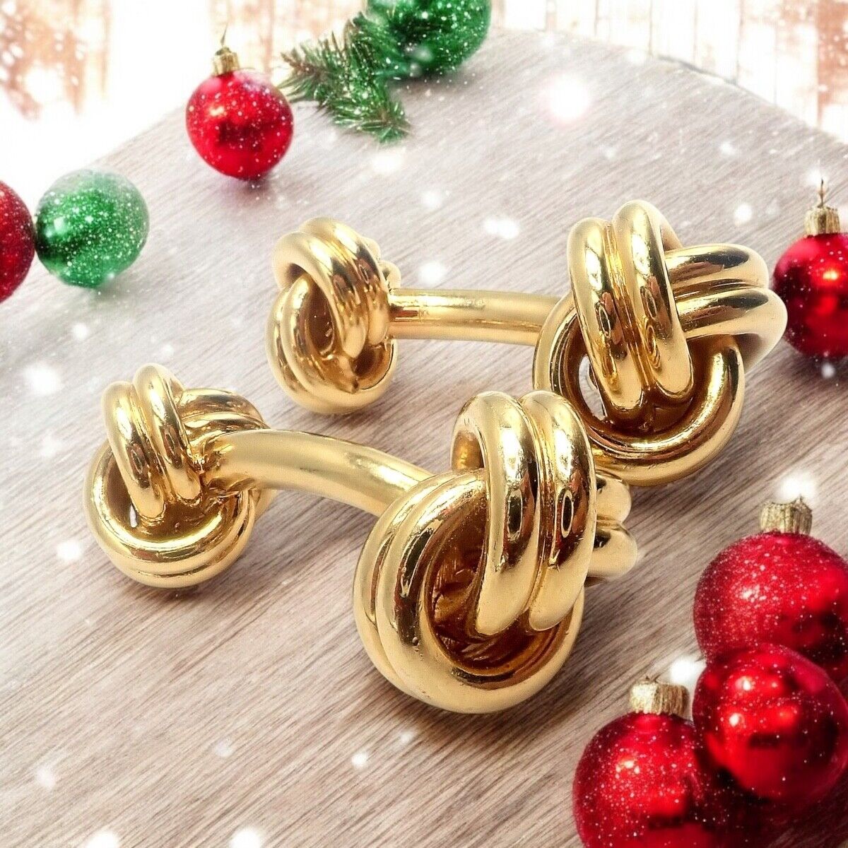 Vintage Tiffany & Co 18k Yellow Gold Classic Love Knot Cufflinks - Luxury Men's Jewelry Gift for Wedding, Anniversary & Formal Events