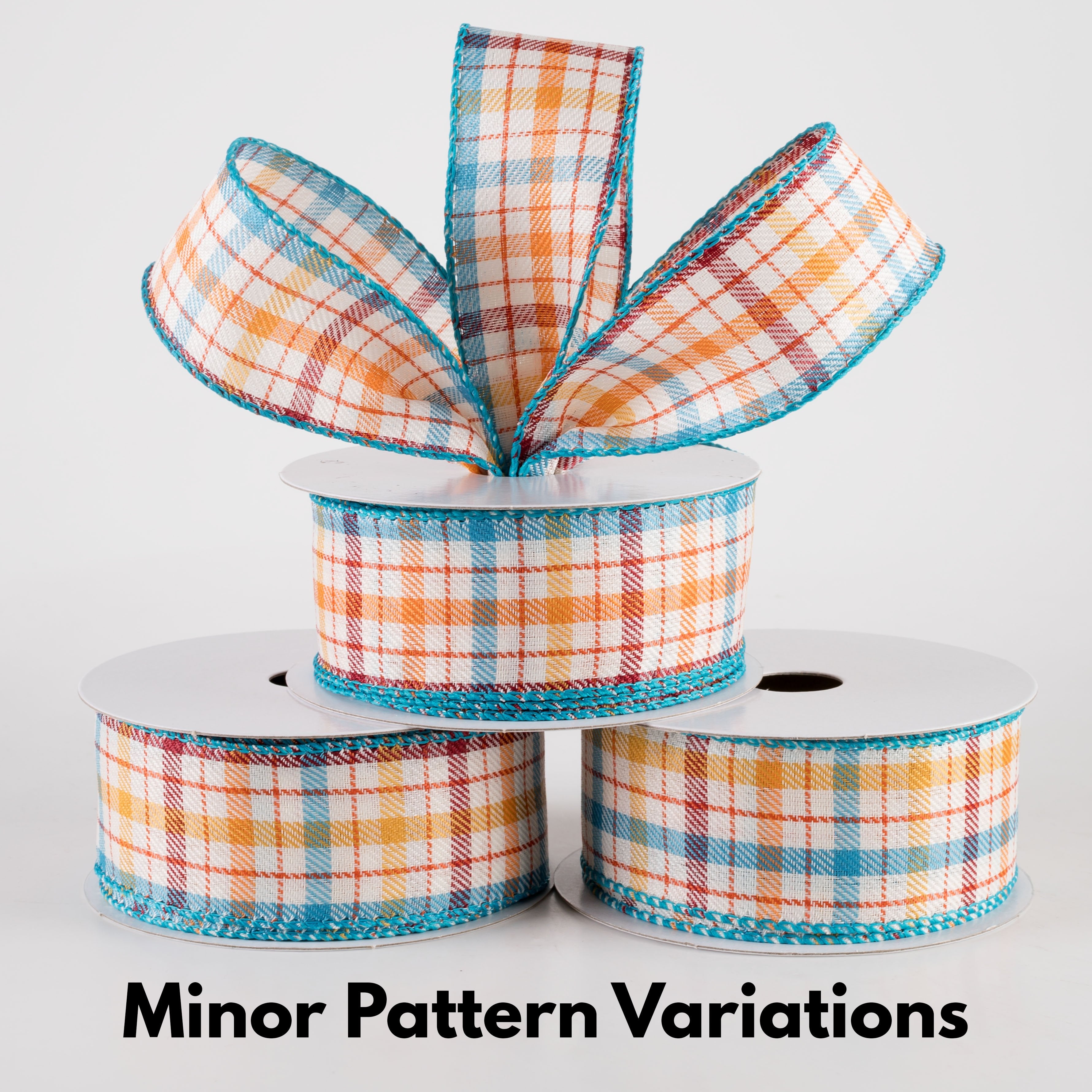 1.5 Inch Gilmore Plaid Ribbon - Teal, Sunflower, Burgundy & Orange - 10 Yards Bulk Ribbon for Gift Wrapping, Crafts, DIY Projects & Home Decor