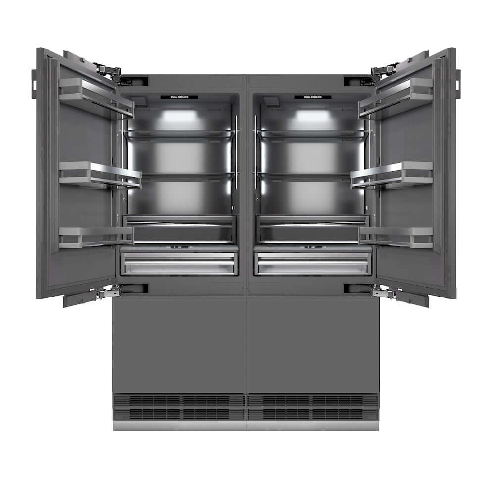 ZLINE Autograph Edition 60-Inch Panel Ready French Door Refrigerator - 32.2 cu. ft. Built-In Bottom Freezer with Water Dispenser & Ice Maker - Graphite Gray Interior & Matte Black Accents (GRBIVZ 60 MB) - Perfect for Modern Kitchens & Open-Concept Homes