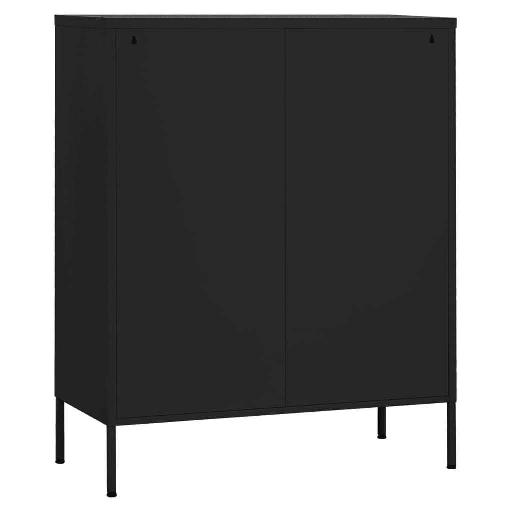 Black Steel Bookcase Storage Cabinet 31.5x13.8x40 Inches - Modern Storage Furniture for Bathroom, Kitchen, Living Room & Bedroom - Perfect for Organizing Books, Decor & Household Items