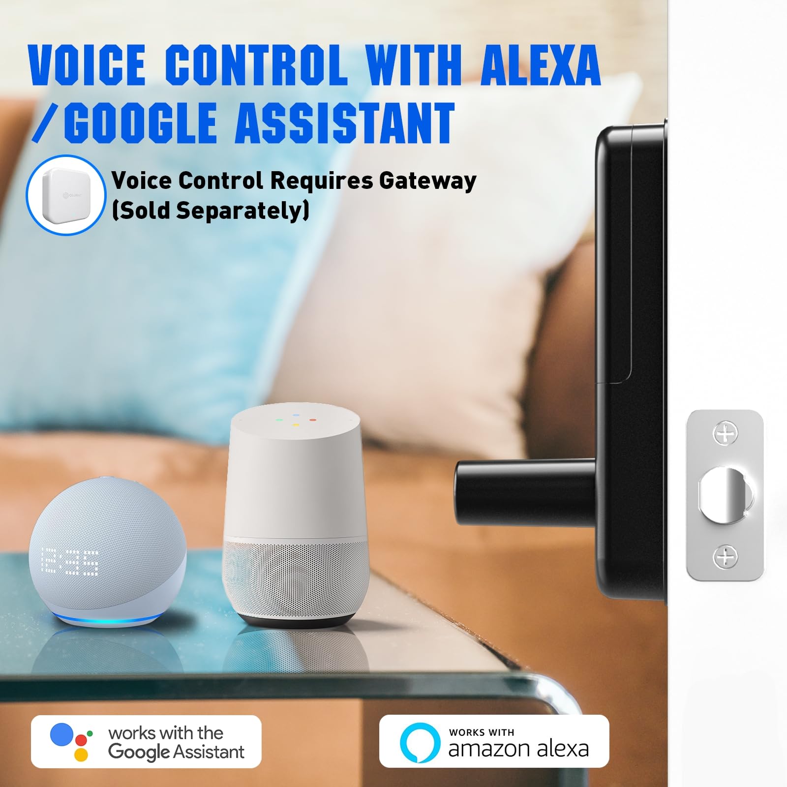 Smart Lock for Front Door - Olumat Keyless Entry Digital Lock with Fingerprint, Keypad & APP Control | Secure Handle Door Lock for Home, Office & Garage | Ideal for Smart Home Security & Hands-Free Access
