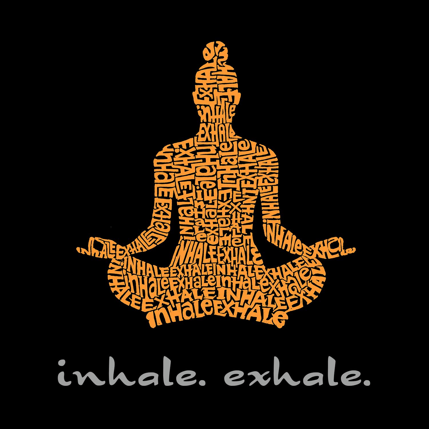 LA POP ART Girls' Word Art Long Sleeve T-Shirt - Inhale Exhale Yoga Inspired Graphic Tee for Women | Perfect for Yoga, Meditation & Casual Wear