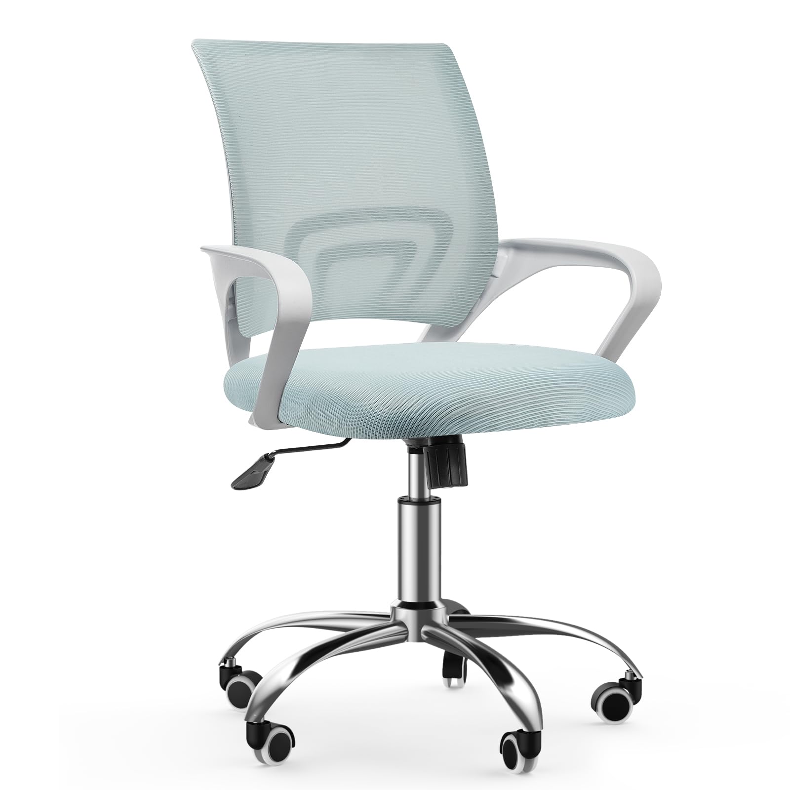Ergonomic Mesh Office Chair with Adjustable Height & 360° Swivel - Mid-Back Support with Flip-Up Armrests & Lumbar Support - Light Green Executive Chair for Home Office, Gaming & Workspace (Mid-Height)