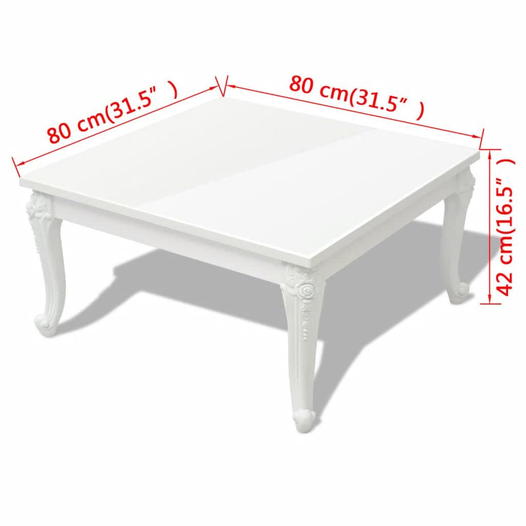 Modern White High Gloss Coffee Table 31.5