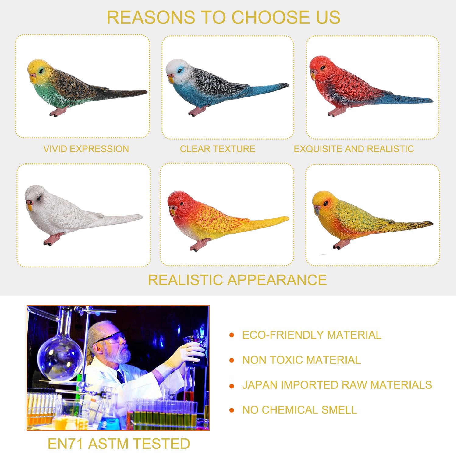 6pcs Realistic Parrot Toy Figures - Plastic Animal Model Set for Kids Learning & Play | Educational Bird Toys for Boys & Girls | Perfect for Classroom, Birthday Gifts & Nature Themed Playtime