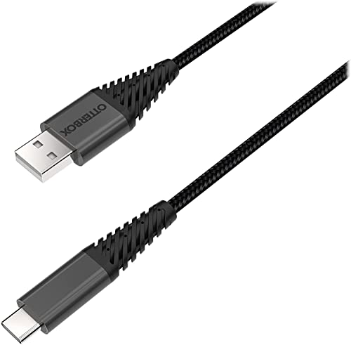OtterBox USB-A to USB-C Cable 3m (10ft) Fast Charging & Data Sync - Durable Nylon Braided - Retail Packaging (Black) - Perfect for Smartphones, Tablets, Laptops & Gaming Devices