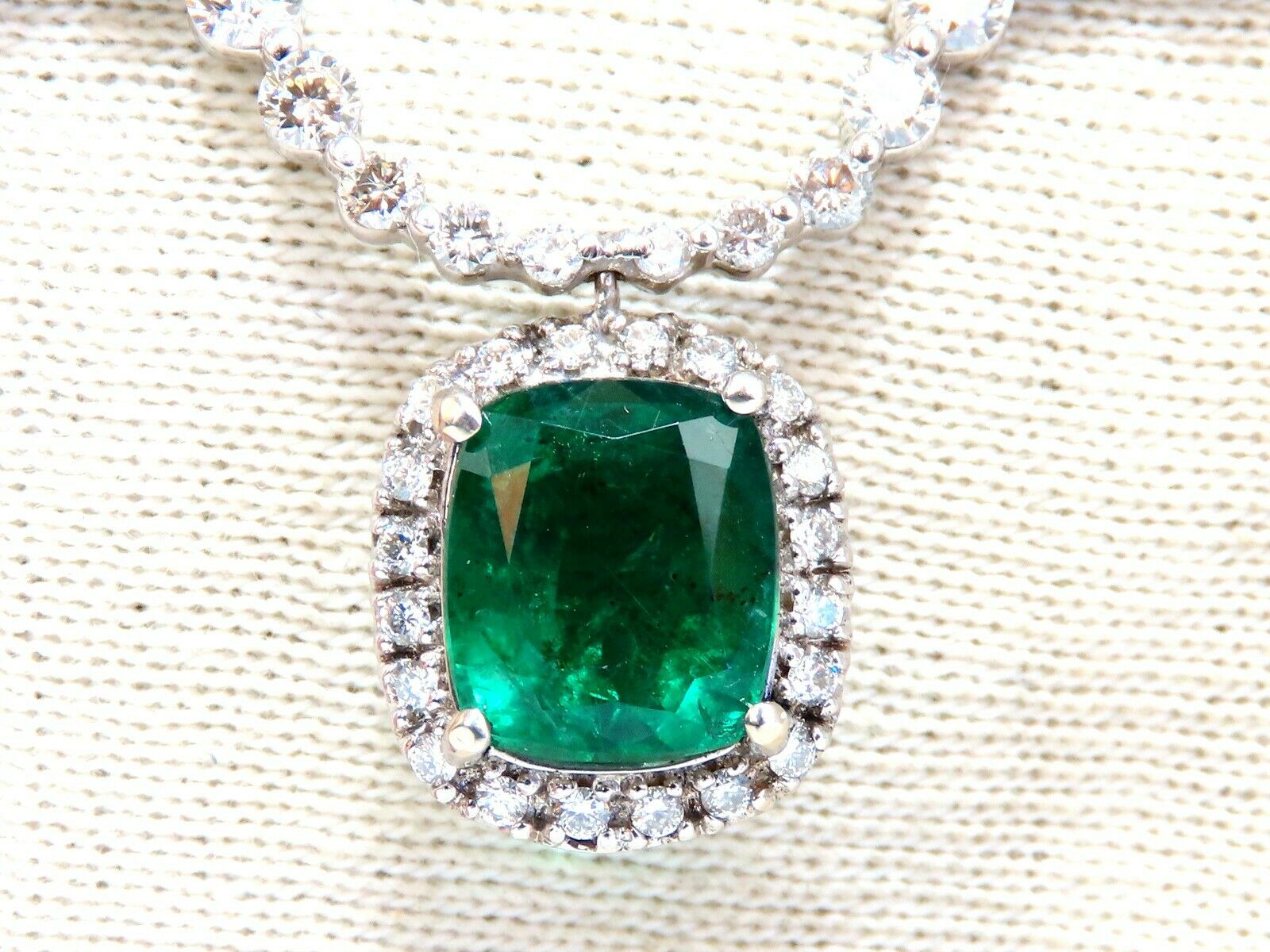 4.04 Carat Natural Emerald and Diamond Pendant Necklace in 14K Gold - Elegant Dangle Jewelry for Weddings, Parties & Special Occasions
