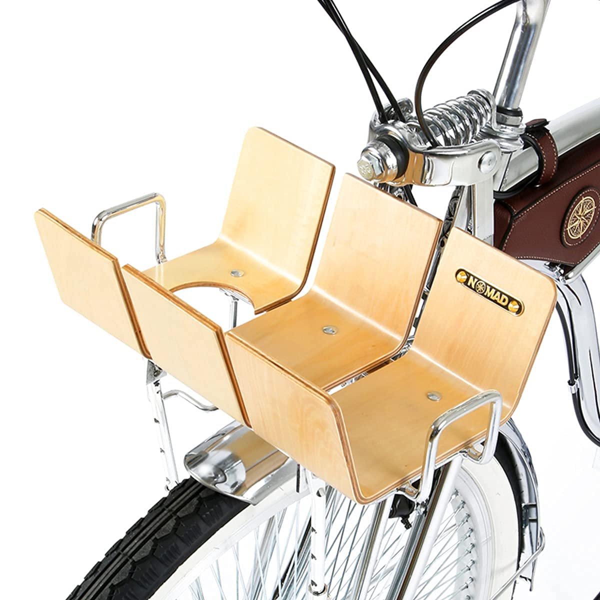 UNISTRENGH Adjustable Wooden Bike Front Basket - Foldable Bicycle Pannier Rack for Holland & Cruiser Bikes - Perfect for Groceries, Picnics & Urban Commuting