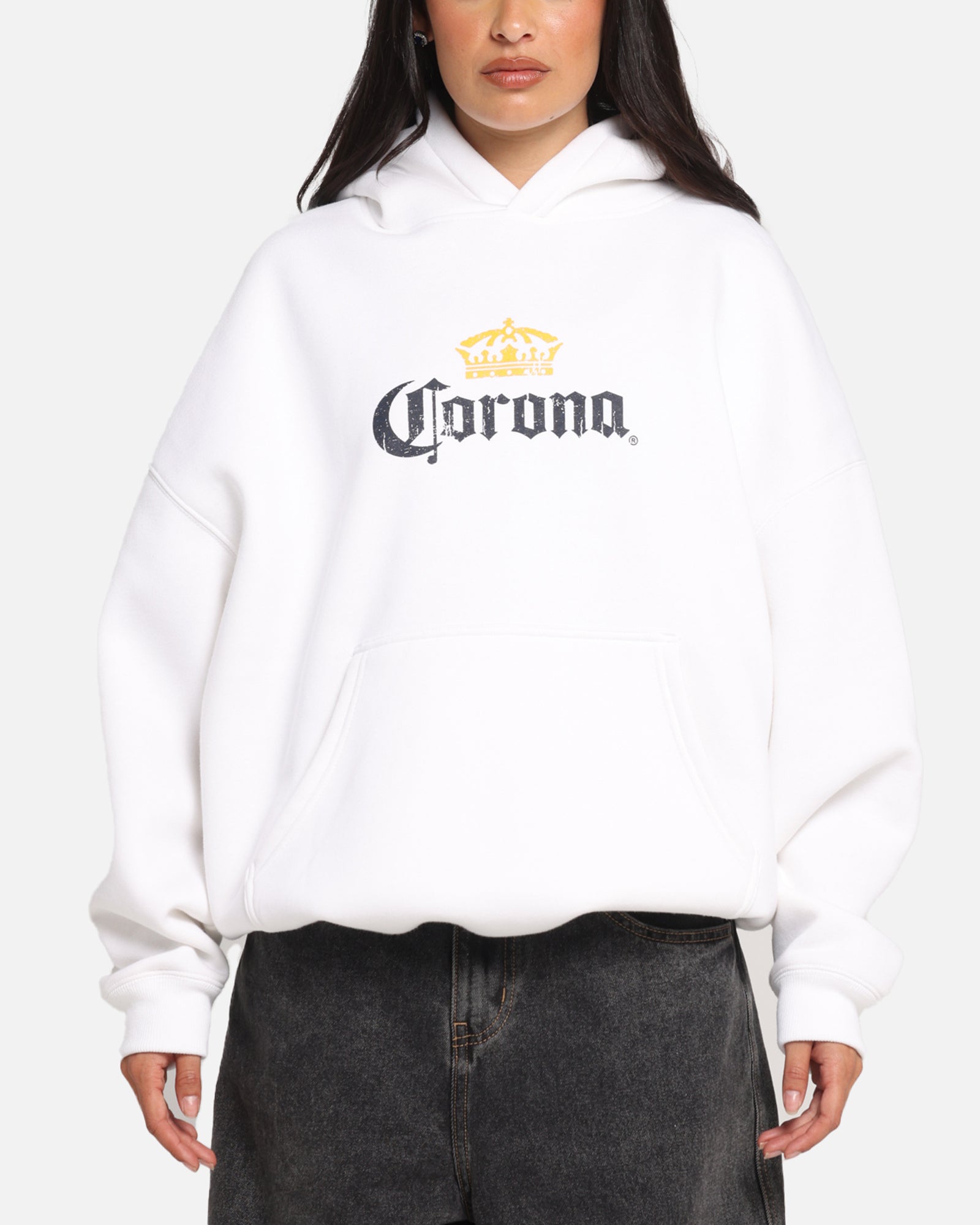 73 Studio Corona Premium Hoodie for Men & Women - Soft Cotton Pullover Hooded Sweatshirt - White - Perfect for Casual Wear, Gym & Outdoor Activities