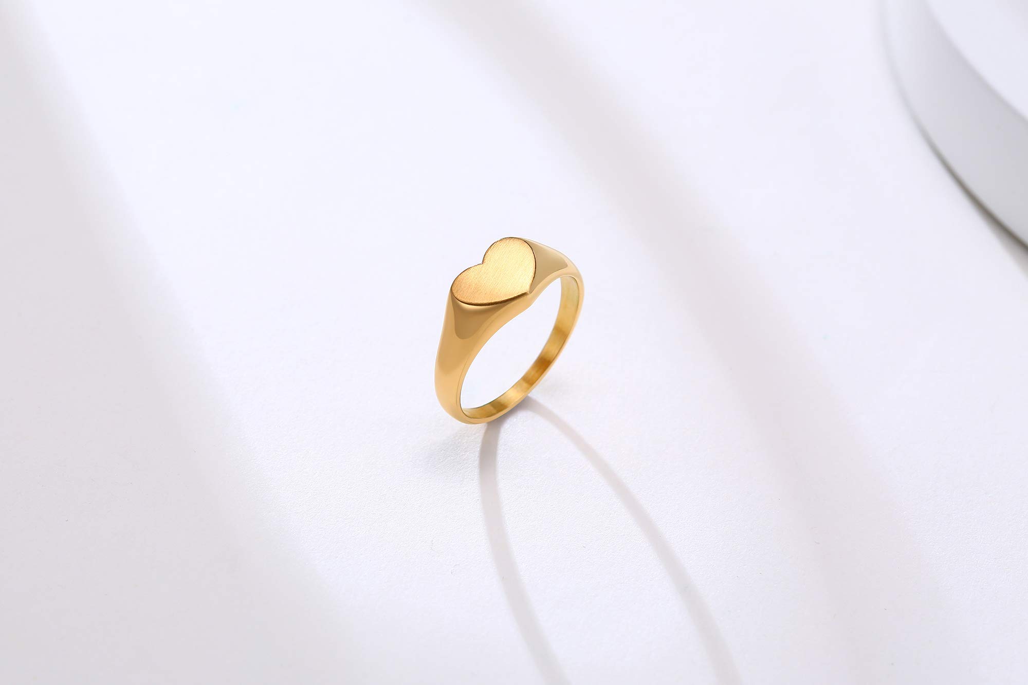 14K Gold Filled Heart Shaped Stackable Ring for Women - Stainless Steel Layering Band, Adjustable Sizes 6-9 - Perfect for Valentine's Day, Anniversary Gifts & Everyday Fashion Jewelry