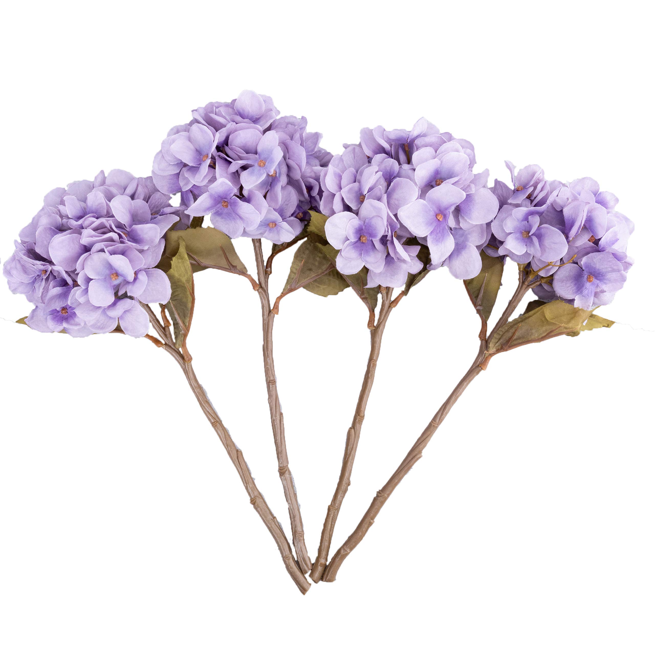 KAHAUL Artificial Silk Hydrangea Flowers with Stems - 4 Pack Purple Fake Flowers for Wedding Bouquets, Home Decor, Party, Baby Shower & Store Decoration | Perfect for Centerpieces, Table Arrangements & DIY Floral Projects