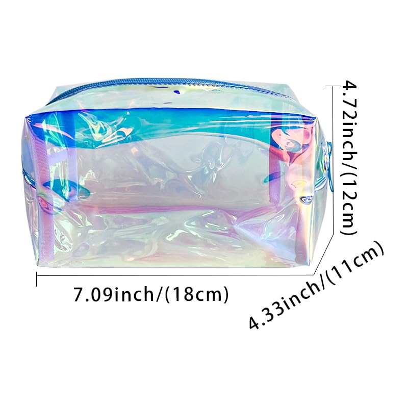 ONEART Holographic Iridescent Cosmetic Bag - Waterproof Makeup Pouch with Zipper for Women, Travel Toiletry Organizer, Shimmering Laser Cosmetic Case for Gym, Beach & Vacation Essentials